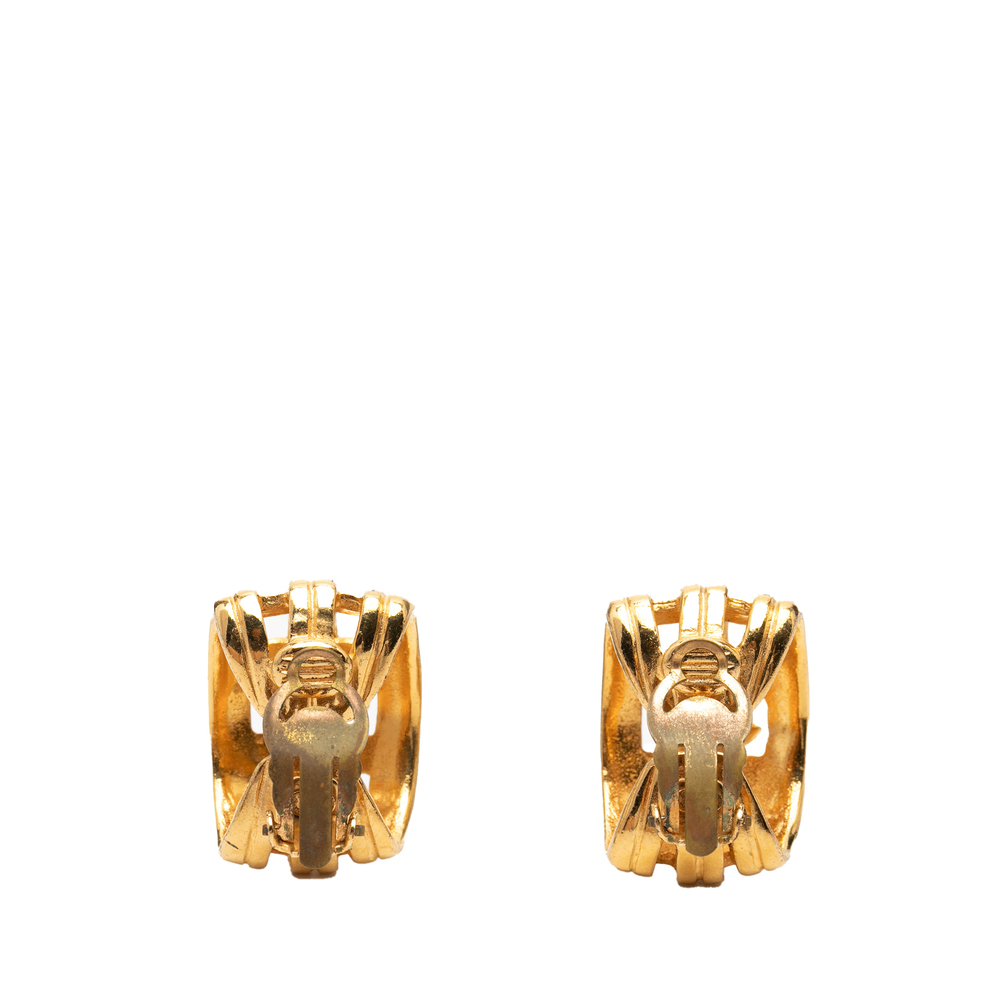 Pre-Loved Chanel CC Gold Plated Hoop Clip on Earrings - Picture 2 of 3